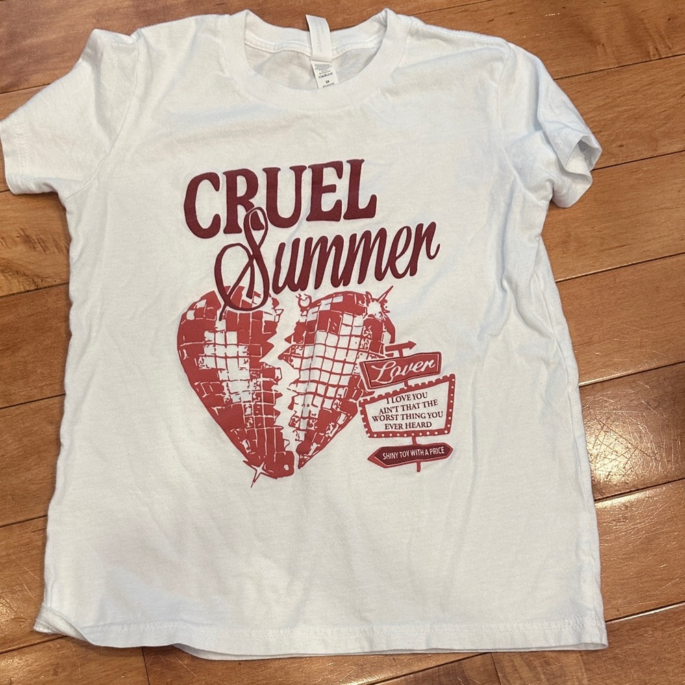 White T-Shirt with Red Graphic Print